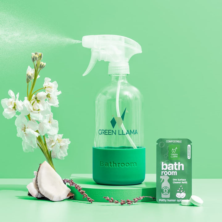 Bathroom Spray Glass Bottle Cleaning Kit with Lavender
