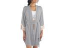 Calla Modal Kimono with Lace, Champagne / Heather Grey