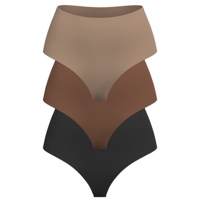 High Rise Thong 3 Pack [Dark Neutrals]
