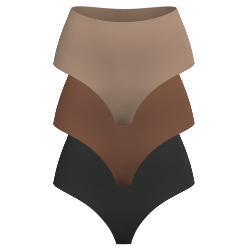 High Rise Thong 3 Pack [Dark Neutrals]