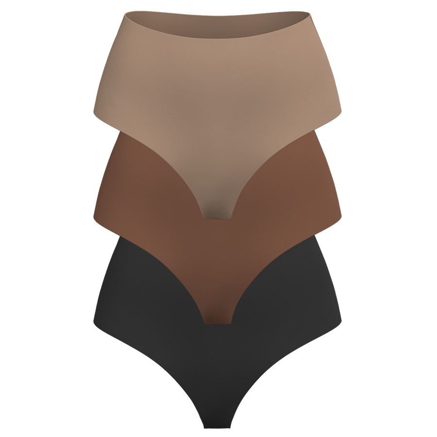 High Rise Thong 3 Pack [Dark Neutrals]
