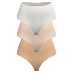 High Rise Thong 3 Pack [Light Neutrals]
