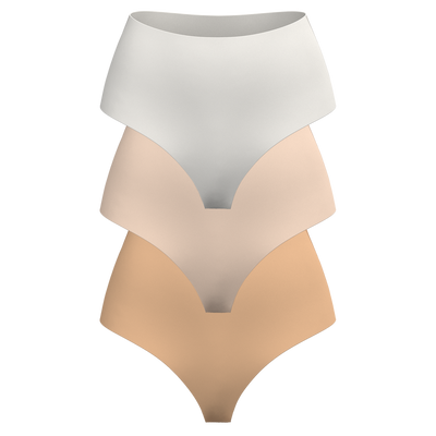High Rise Thong 3 Pack [Light Neutrals]