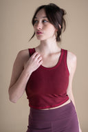 Yoga Crop Tank in Cranberry