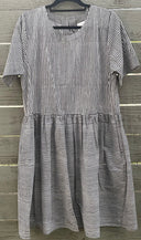 Hudson Dress - Menswear Stripe Black