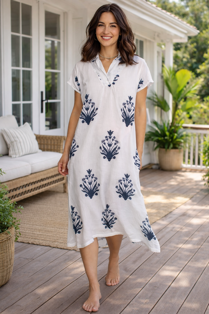 Scout Caftan - Cameo Floral True Navy