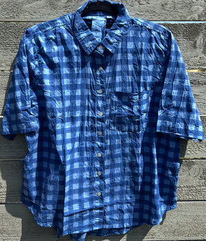 Good Boyfriend Short Sleeve Shirt - Gingham Picnic Overdye Cornflower Blue