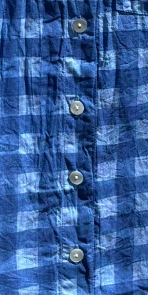 Good Boyfriend Short Sleeve Shirt - Gingham Picnic Overdye Cornflower Blue