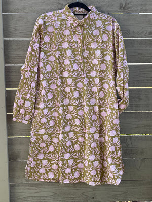 Good Boyfriend ShirtDress - Floral Escape Olive Oil/Lavender