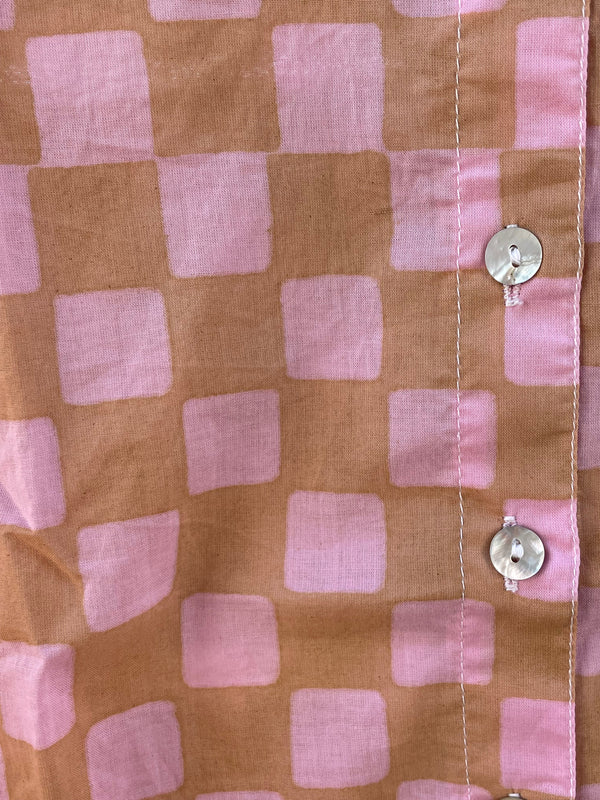 Good Boyfriend Shirt - Checkerboard Overdye Tickled Pink on Baked Clay