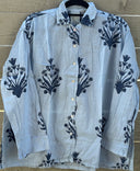 Relaxed Boyfriend Shirt - Cameo Floral Overdye Cornflower Blue