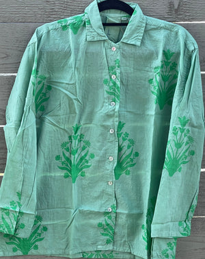 Relaxed Boyfriend Shirt - Cameo Floral Overdye Watercress