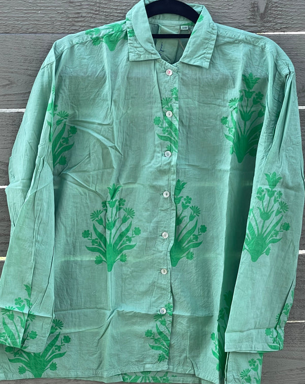 Relaxed Boyfriend Shirt - Cameo Floral Overdye Watercress