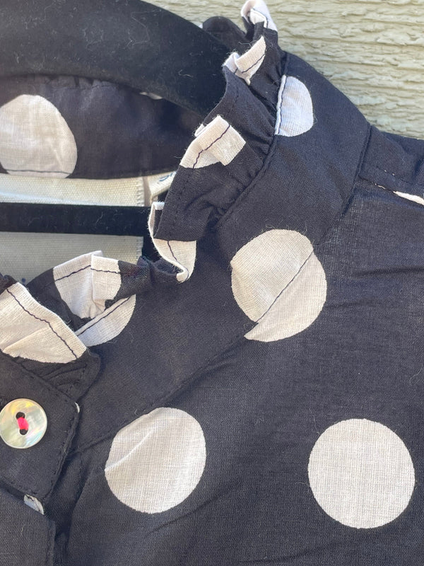 Good Girlfriend Shirt with Ruffle Trim - True Dot Black