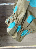 Good Girlfriend Shirt with Ruffle Trim - True Dot Olive/Cerulean