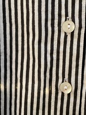 Good Girlfriend Shirt with Ruffle Trim Menswear Stripe Black