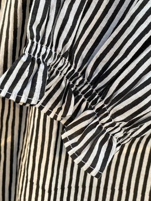Good Girlfriend Shirt with Ruffle Trim Menswear Stripe Black