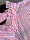 Good Girlfriend Shirt with Ruffle Trim Menswear Stripe Tickled Pink