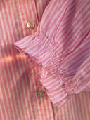 Good Girlfriend Shirt with Ruffle Trim Menswear Stripe Tickled Pink