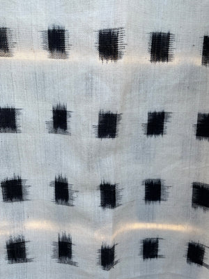 Good Boyfriend Shirt with Mandarin Collar - Ikat Squares Natural Black