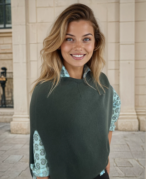 Marblehead Recycled Cashmere Capelet - Dark Olive