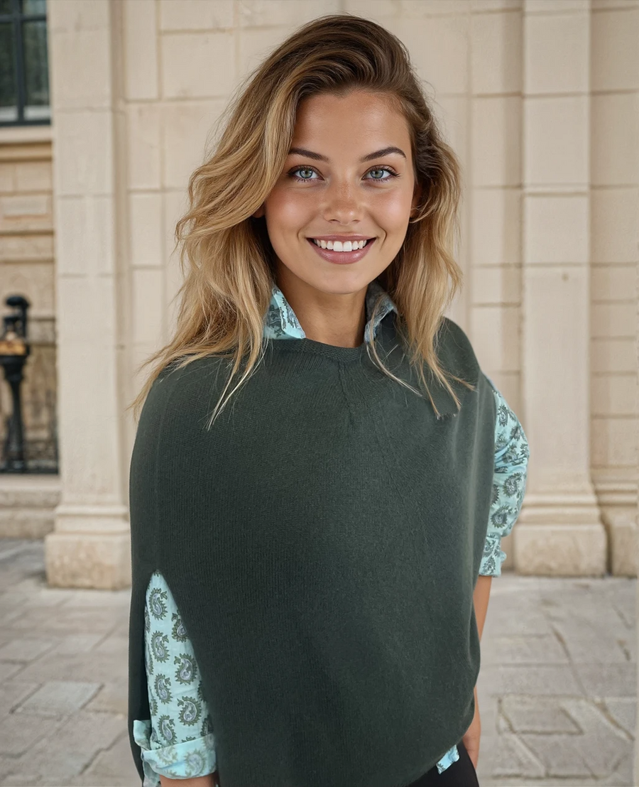 Marblehead Recycled Cashmere Capelet - Dark Olive