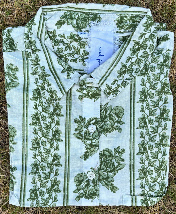 Good Boyfriend Shirt - Chatsworth Trellis Green