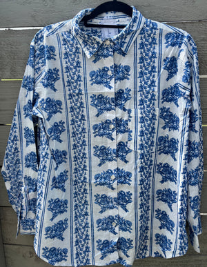 Good Boyfriend Shirt - Chatsworth Trellis Coastal Blue
