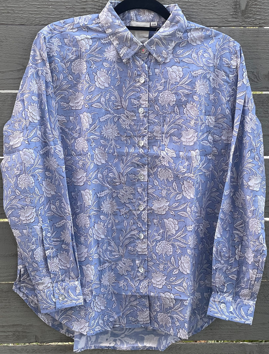 Good Boyfriend Shirt Floral Escape Cornflower Blue Pinecone