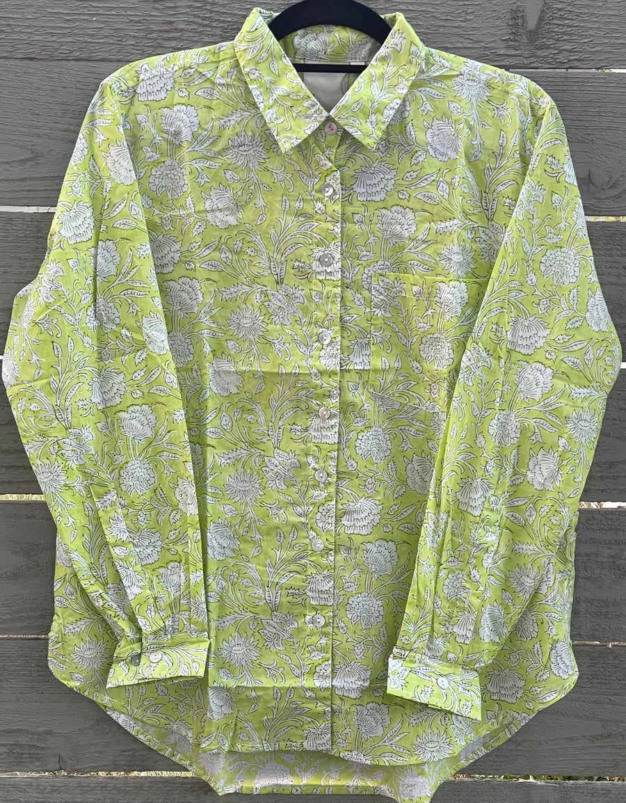 Good Boyfriend Shirt Floral Escape Citron Olive Oil