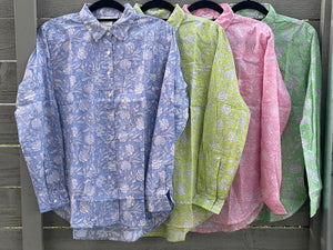 Good Boyfriend Shirt Floral Escape Honeydew/Pinecone