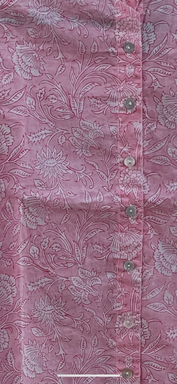 Good Girlfriend Shirt with Ruffle Trim Floral Escape Tickled Pink/Rose