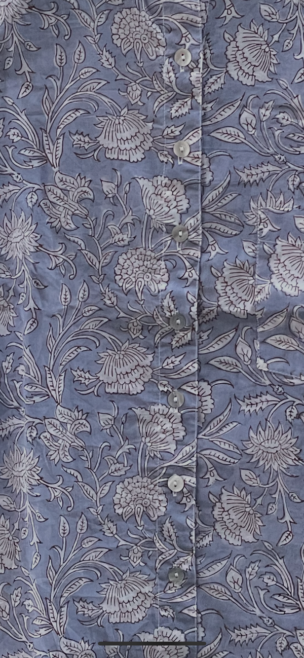 Good Girlfriend Shirt with Ruffle Trim Floral Escape Bluebird/Pinecone