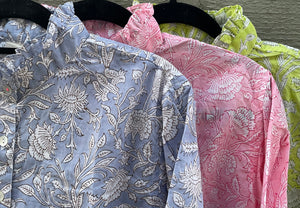 Good Girlfriend Shirt with Ruffle Trim Floral Escape Citron/Olive