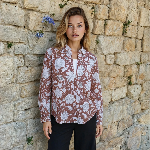 Good Boyfriend Shirt - Sugar Hill Floral Cocoa