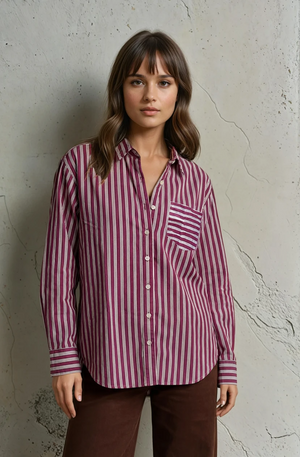 Good Boyfriend Shirt - Tuscan Stripe Plum