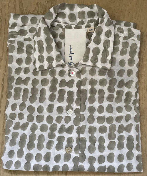 Relaxed Boyfriend Shirt Messy Dot - Dove Grey