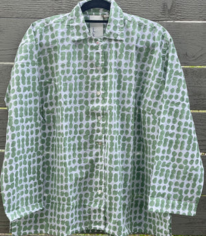 Relaxed Boyfriend Shirt Messy Dot - Watercress
