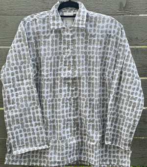 Relaxed Boyfriend Shirt Messy Dot - Dove Grey
