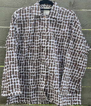Relaxed Boyfriend Shirt Messy Dot - Pinecone