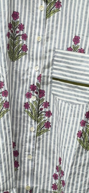 Good Boyfriend Shirt - Palm Cove Floral Dove Grey