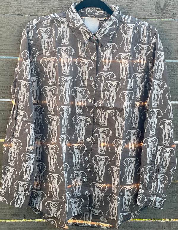 Good Boyfriend Shirt - Elephants Dove Grey
