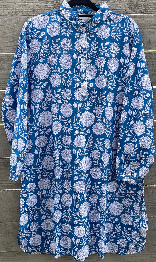 Good Boyfriend ShirtDress - Hydrangea Beauty Cobalt