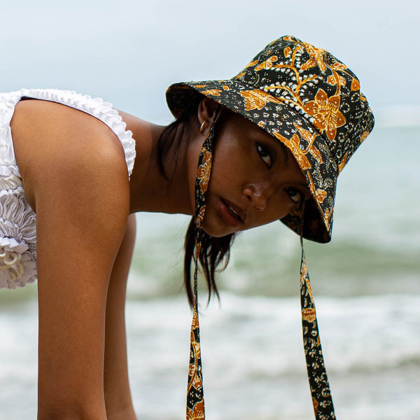 JASMINE Chinoiserie Batik Hat In Brown and Black