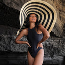 JUPITER Open-back Recycled One-piece Swimsuit in Black