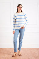 Stripe Sloane Crewneck in Coastal Blue