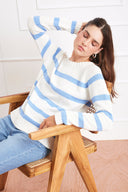 Stripe Sloane Crewneck in Coastal Blue