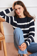 Stripe Sloane Crewneck in Midnight Navy