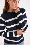 Stripe Sloane Crewneck in Midnight Navy