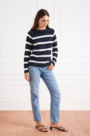Stripe Sloane Crewneck in Midnight Navy